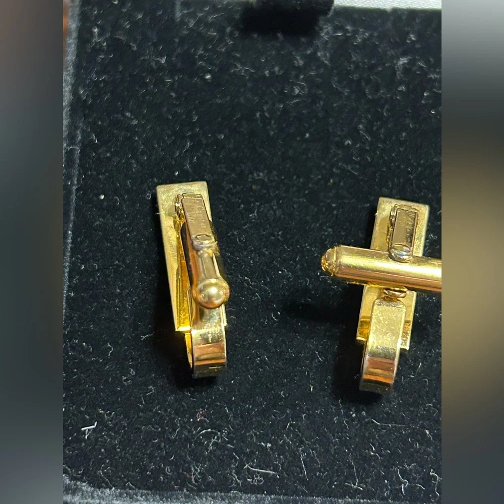 Faux Christian Dior cufflinks with faux diamond